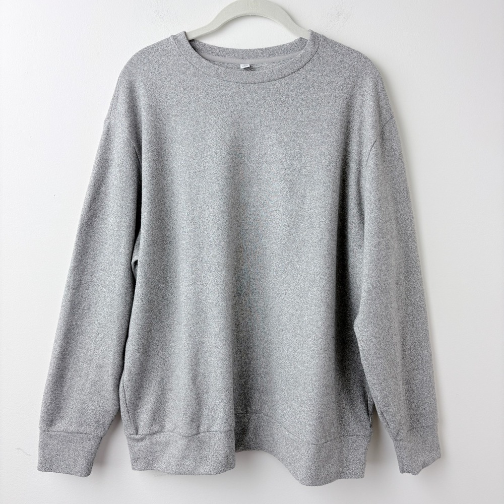Uniqlo Soft Knitted Fleece Crew T-Shirt XL Gray Long Sleeve Minimalist Capsule